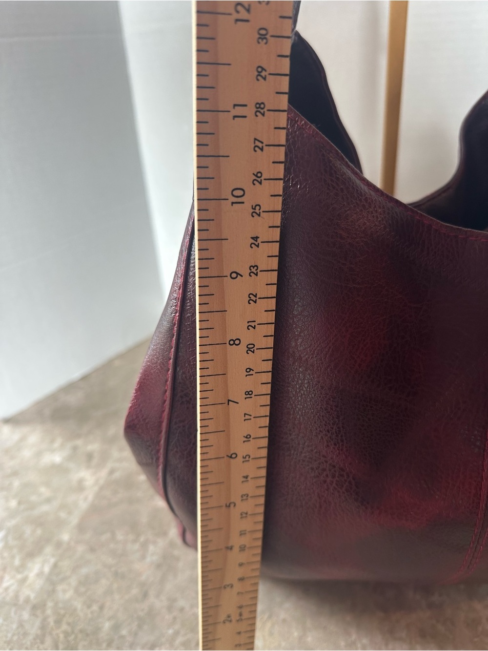Burgundy Patchwork Hobo Bag Slouchy Vegan Leather Shoulder Purse Y2K Goth Grunge - Picture 13 of 14